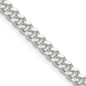 4mm Sterling Silver Solid D/C Domed Curb Chain Necklace, 20 Inch